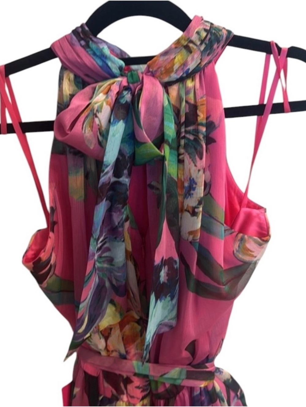 Alex Marie Floral Halter Ruffle Maxi Dress - Pink - Picture 4 of 5